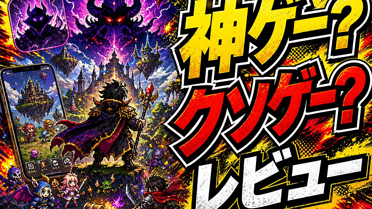 ドット伝説～魔王になる異世界放置RPG～のレビュー用アイキャッチ画像